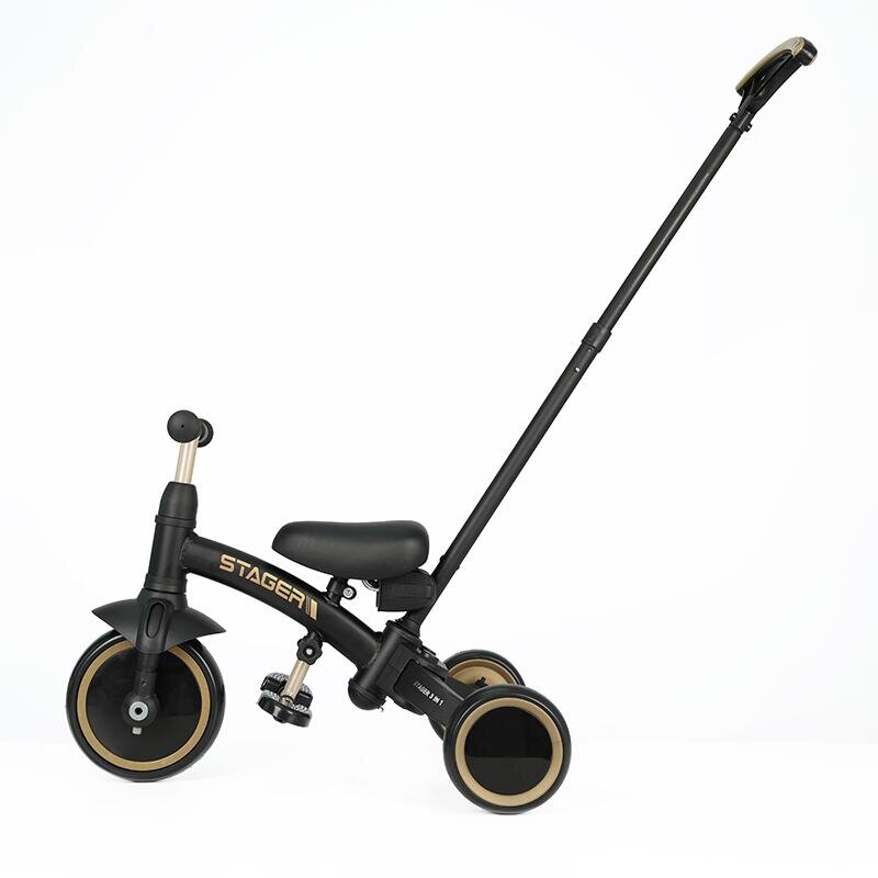 QPlay Tricicleta pentru copii Stager Platinum evolutiva pliabila scaun reglabil roti Eva suport pentru picioare maner parental reglabil