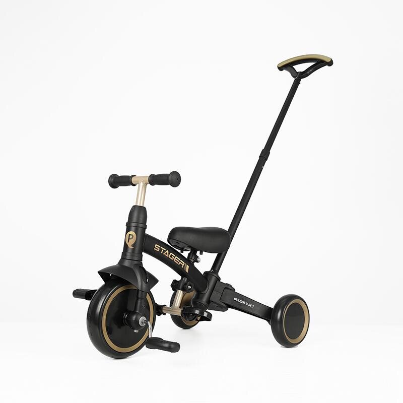 QPlay Tricicleta pentru copii Stager Platinum evolutiva pliabila scaun reglabil roti Eva suport pentru picioare maner parental reglabil