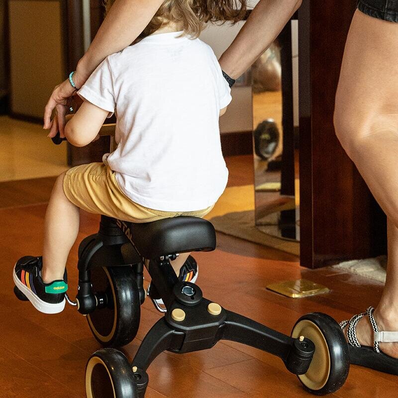 QPlay Tricicleta pentru copii Stager Platinum evolutiva pliabila scaun reglabil roti Eva suport pentru picioare maner parental reglabil