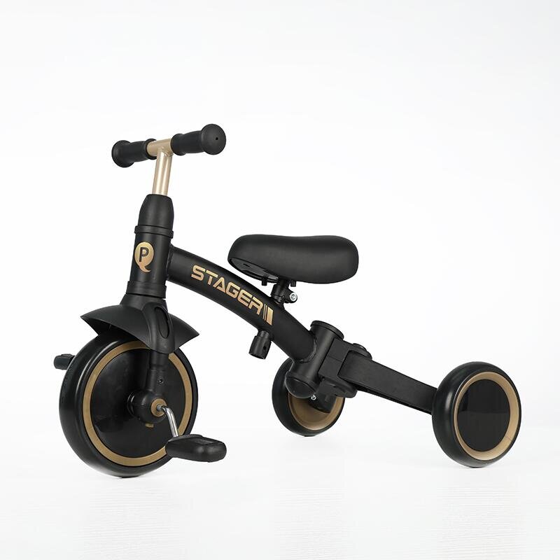 QPlay Tricicleta pentru copii Stager Platinum evolutiva pliabila scaun reglabil roti Eva suport pentru picioare maner parental reglabil
