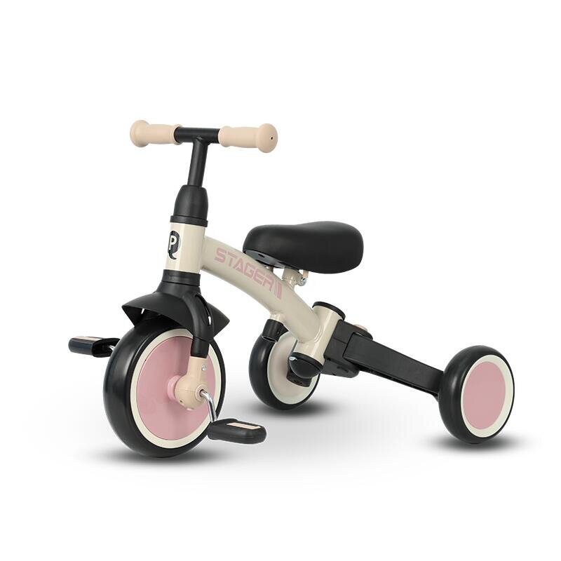 QPlay Tricicleta pentru copii Stager Roz evolutiva pliabila scaun reglabil roti Eva suport pentru picioare maner parental reglabil
