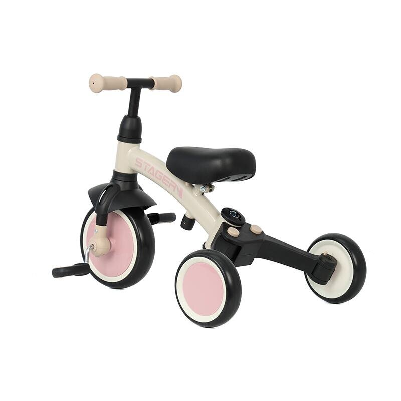 QPlay Tricicleta pentru copii Stager Roz evolutiva pliabila scaun reglabil roti Eva suport pentru picioare maner parental reglabil