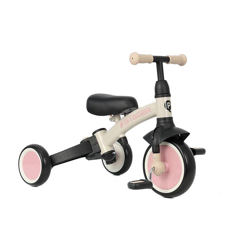 QPlay Tricicleta pentru copii Stager Roz evolutiva pliabila scaun reglabil roti Eva suport pentru picioare maner parental reglabil
