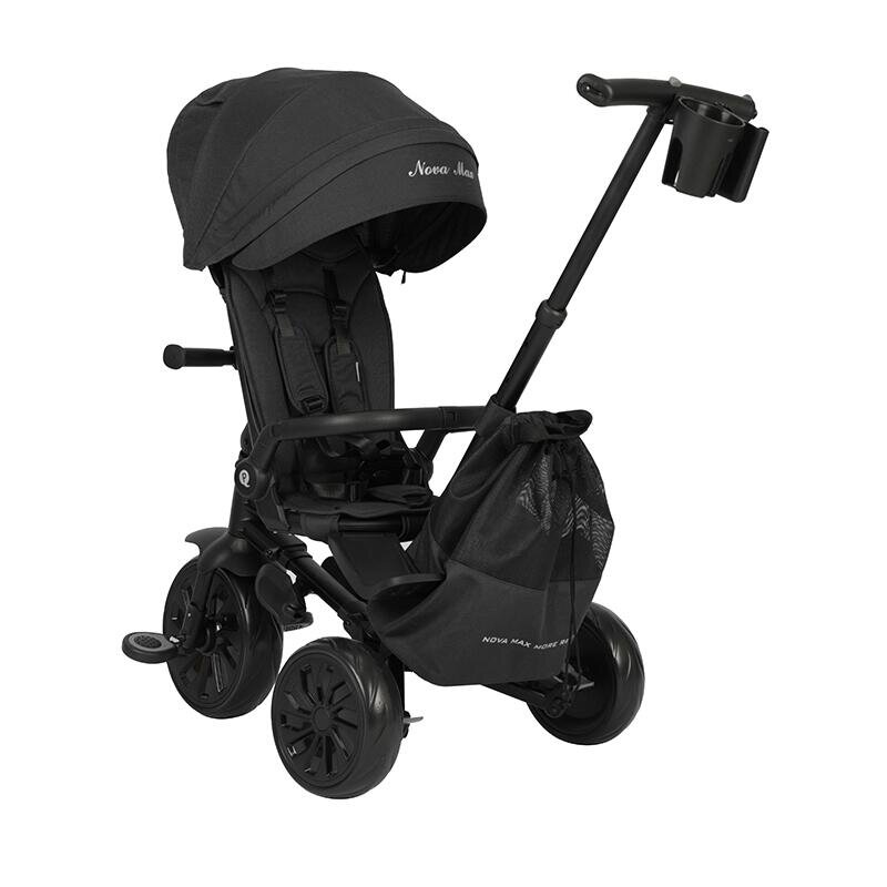 QPlay Tricicleta ultrapliabila Nova Max Negru maner telescopic spatar rotativ si reglabil cadru din aluminiu roti Eva accesorii incluse