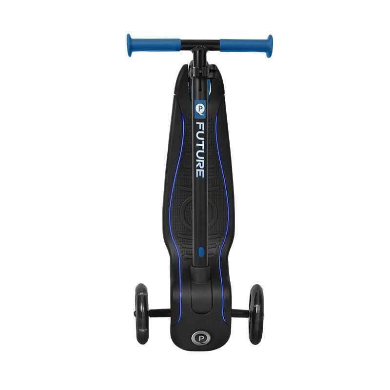 QPlay Trotineta Future albastru 3 roti cu lumini LED pliabila ghidon reglabil platforma antialunecare greutate suportata 50 kg