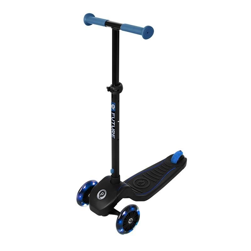 QPlay Trotineta Future albastru 3 roti cu lumini LED pliabila ghidon reglabil platforma antialunecare greutate suportata 50 kg