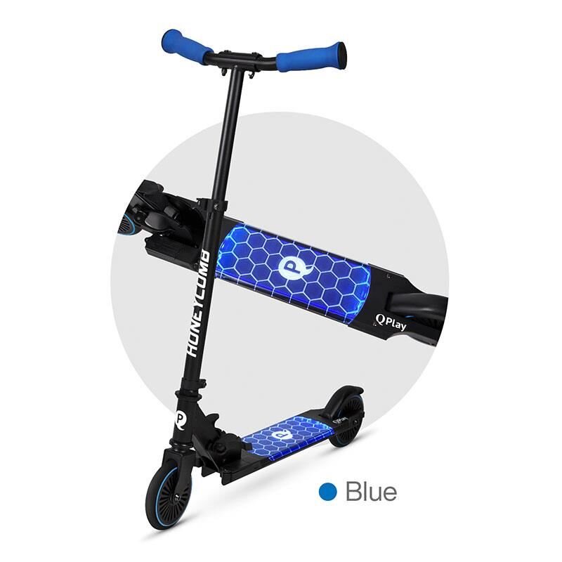 QPlay Trotineta Honeycomb Albastru cu lumini LED pliabila ghidon reglabil greutate suportata 50 kg varsta 5 ani+