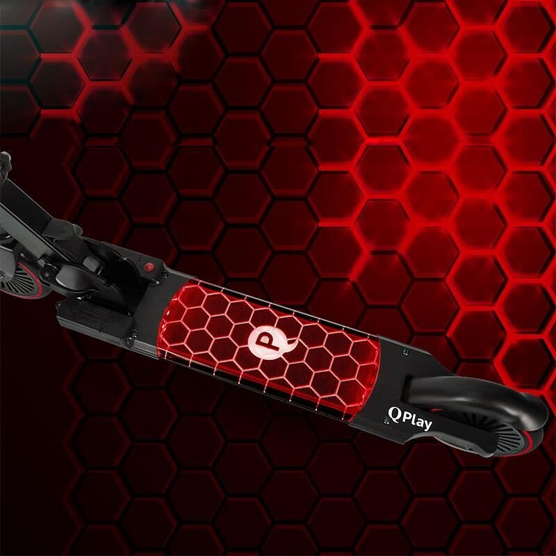 QPlay Trotineta Honeycomb Rosu cu lumini LED pliabila ghidon reglabil greutate suportata 50 kg varsta 5 ani+
