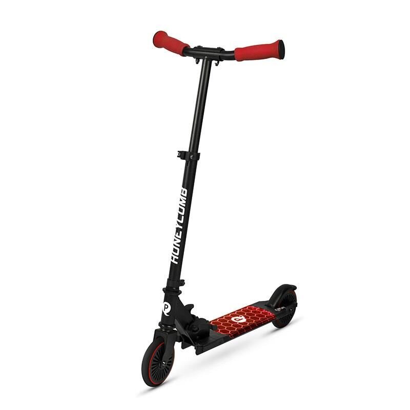 QPlay Trotineta Honeycomb Rosu cu lumini LED pliabila ghidon reglabil greutate suportata 50 kg varsta 5 ani+