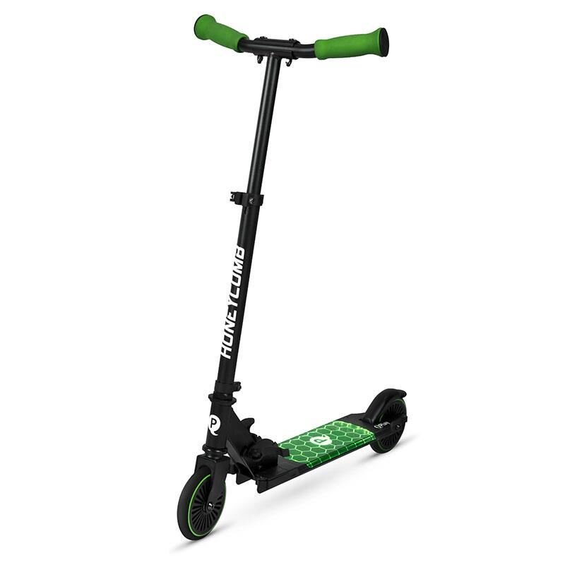 QPlay Trotineta Honeycomb Verde cu lumini LED pliabila ghidon reglabil greutate suportata 50 kg varsta 5 ani+