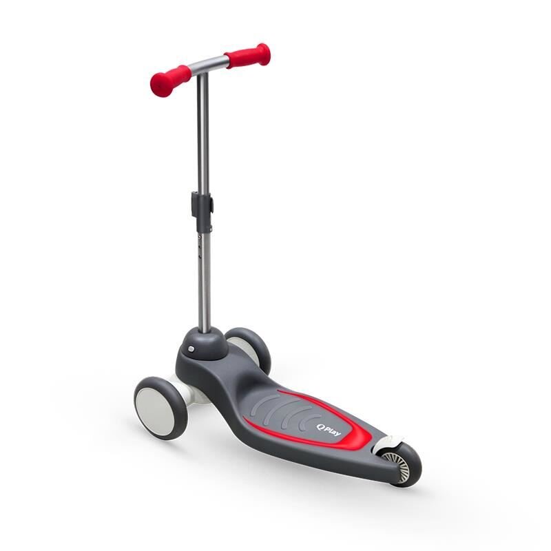 QPlay Trotineta Mika Rosu 3 roti cu LED pliabila ghidon reglabil greutate suportata 50 kg varsta 2 ani+