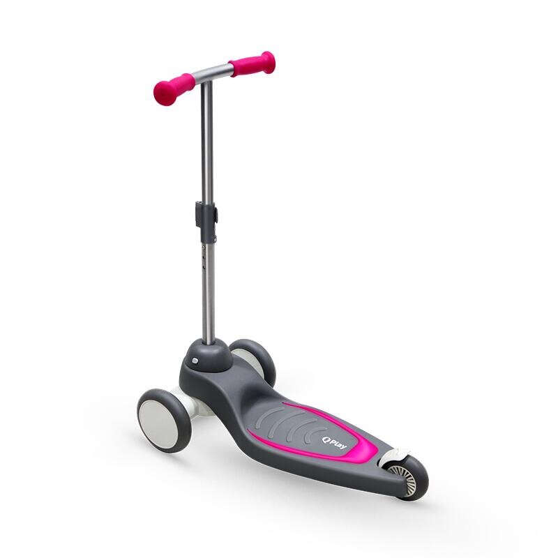 QPlay Trotineta Mika Roz 3 roti cu LED pliabila ghidon reglabil greutate suportata 50 kg varsta 2 ani+