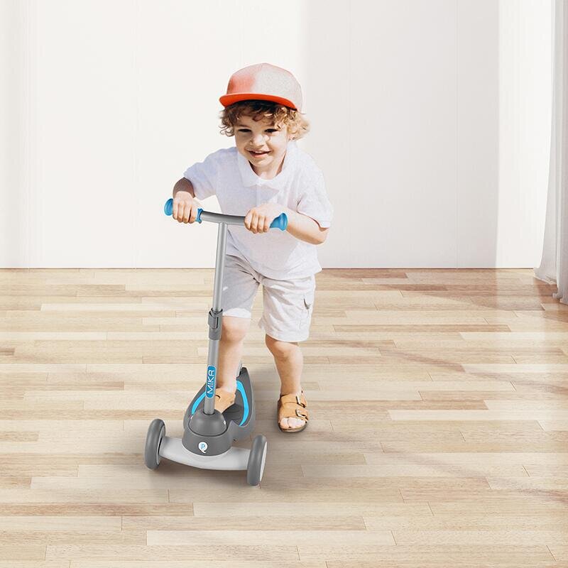 QPlay Trotineta Mika Roz 3 roti cu LED pliabila ghidon reglabil greutate suportata 50 kg varsta 2 ani+