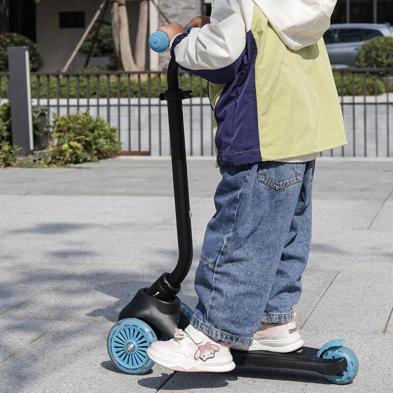 QPlay Trotineta pentru copii Sema EVO Albastru 6 in 1 multifunctionala cu scaunel maner telescopic parental inaltime ajustabila cadru din aluminiu greutate admisa 50 kg