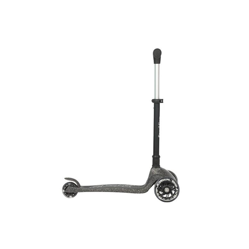 QPlay Trotineta pliabila pentru copii Sparkling Negru roti luminoase cu led platforma antiderapanta ghidon cu inaltime reglabila greutate admisa 50 kg