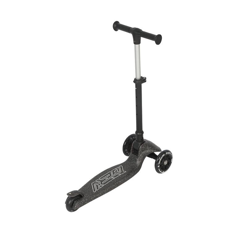 QPlay Trotineta pliabila pentru copii Sparkling Negru roti luminoase cu led platforma antiderapanta ghidon cu inaltime reglabila greutate admisa 50 kg