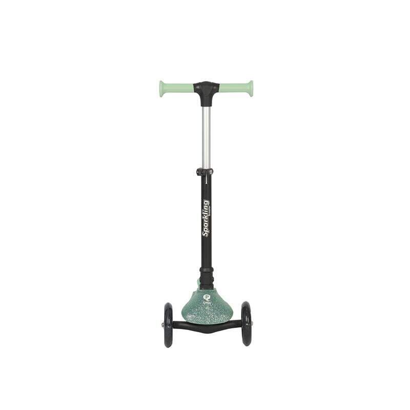 QPlay Trotineta pliabila pentru copii Sparkling Verde roti luminoase cu led platforma antiderapanta ghidon cu inaltime reglabila greutate admisa 50 kg