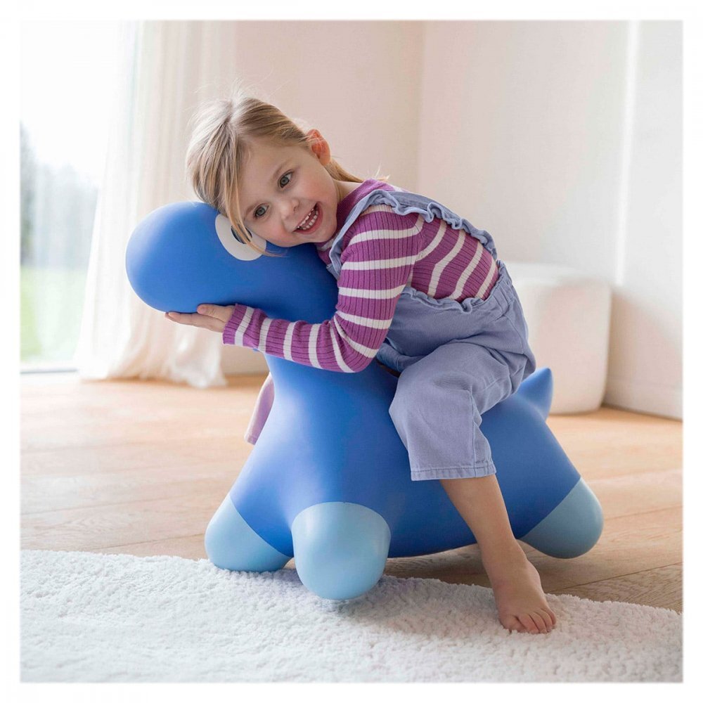 Quut Toys Dinozaur gonflabil saltaret Hoppi Dino albastru