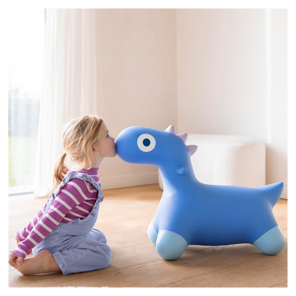 Quut Toys Dinozaur gonflabil saltaret Hoppi Dino albastru
