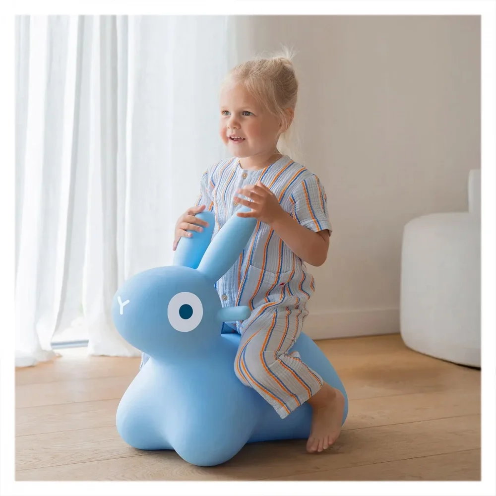 Quut Toys Iepuras gonflabil saltaret Hoppi Bunny albastru