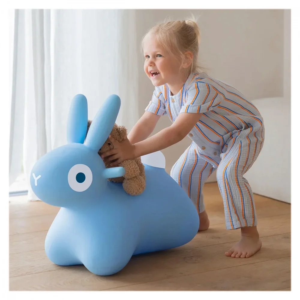 Quut Toys Iepuras gonflabil saltaret Hoppi Bunny albastru