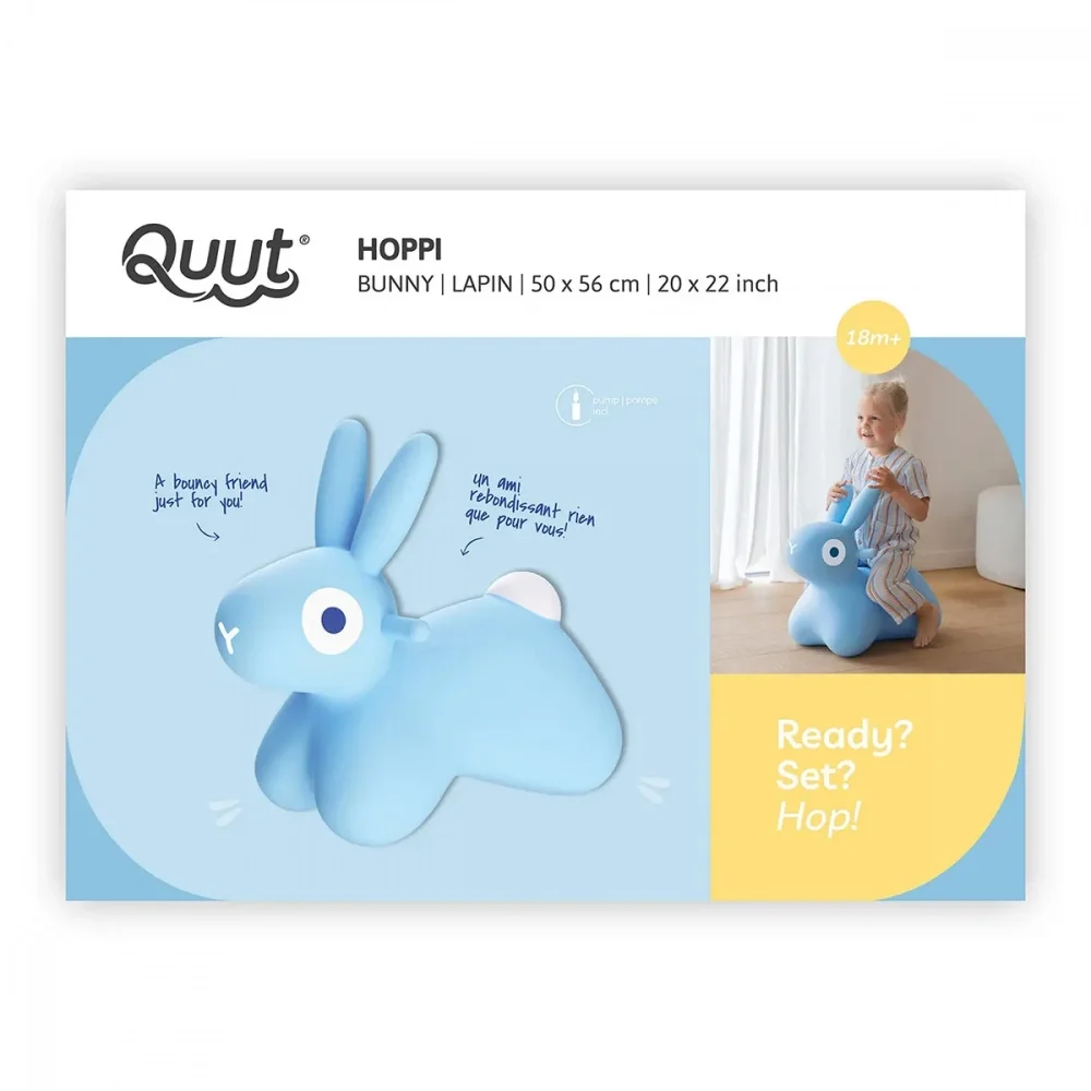 Quut Toys Iepuras gonflabil saltaret Hoppi Bunny albastru