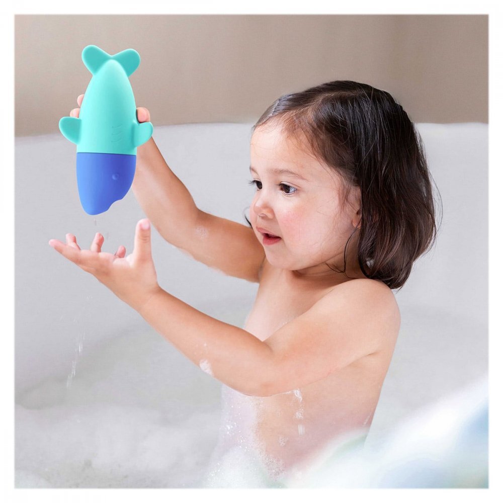 Quut Toys Jucarie stropitoare de baie din silicon Rechinul Squeezi