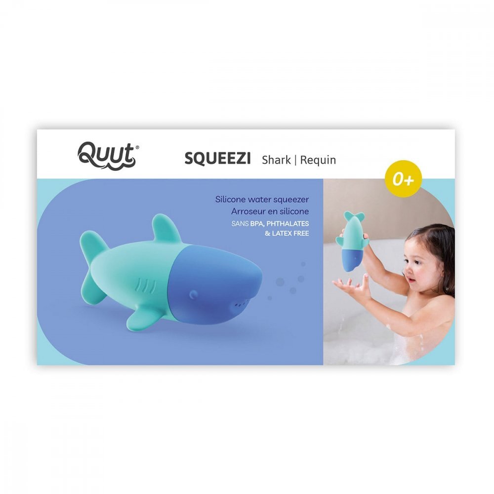 Quut Toys Jucarie stropitoare de baie din silicon Rechinul Squeezi
