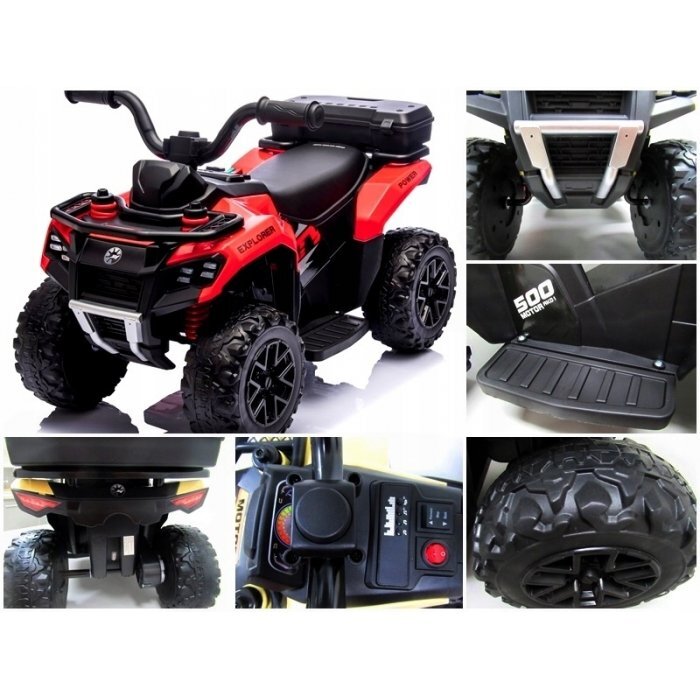 R-Sport ATV electric pentru copii J9 Rosu roti si scaun din plastic putere 25W 70x44x40 cm varsta 1.5-4 ani