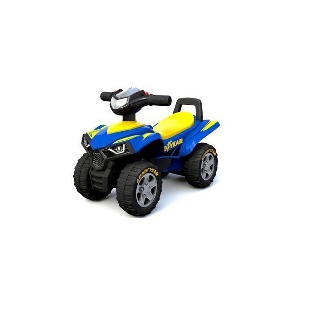 R-Sport Atv fara pedale pentru copii GoodYear 55Z-G Albastru actionat cu picioarele loc de depozitare sub scaun recomandat copiilor intre 1 si 3 ani volan cu melodii lumini