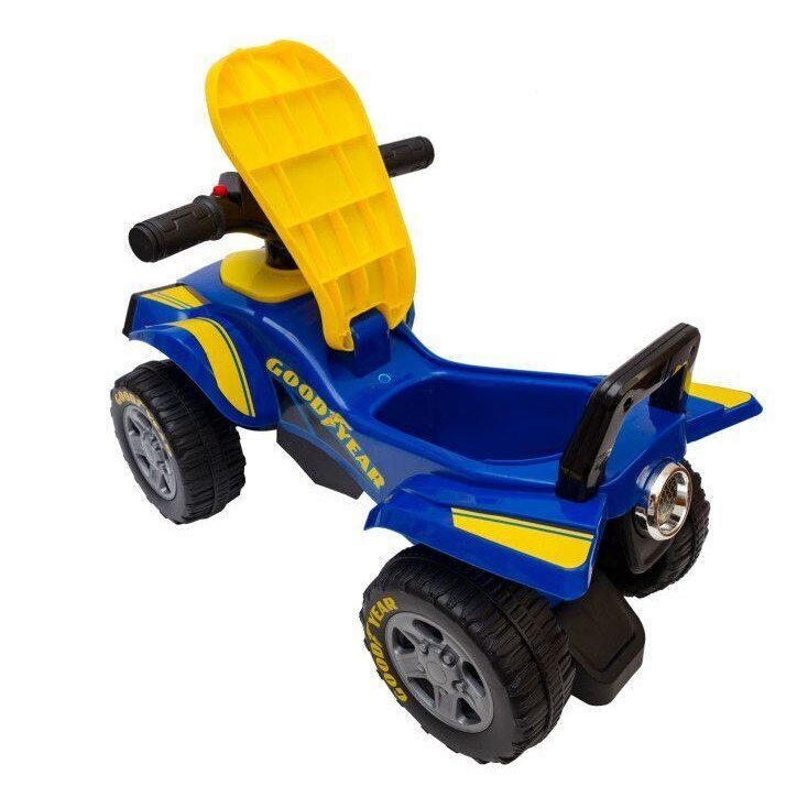R-Sport Atv fara pedale pentru copii GoodYear 55Z-G Albastru actionat cu picioarele loc de depozitare sub scaun recomandat copiilor intre 1 si 3 ani volan cu melodii lumini