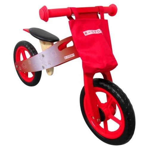 R-Sport Bicicleta copii fara pedale din lemn cu roti din spuma EVA R10 Rosu cu roti din spuma eva varsta 2-5 ani scaun reglabil geanta pentru obiecte mici sarcina maxima admisa 25 kg