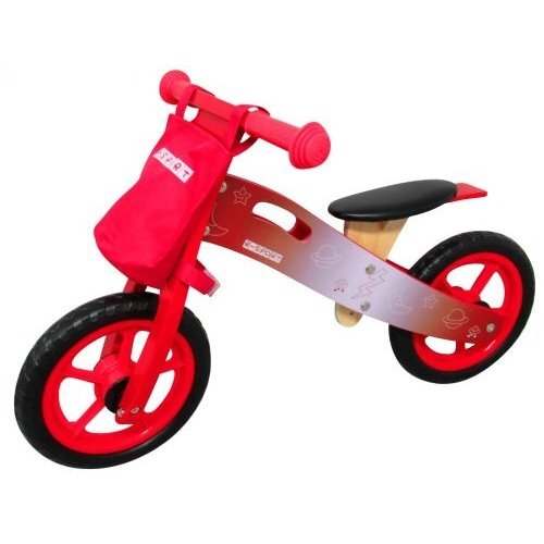 R-Sport Bicicleta copii fara pedale din lemn cu roti din spuma EVA R10 Rosu cu roti din spuma eva varsta 2-5 ani scaun reglabil geanta pentru obiecte mici sarcina maxima admisa 25 kg