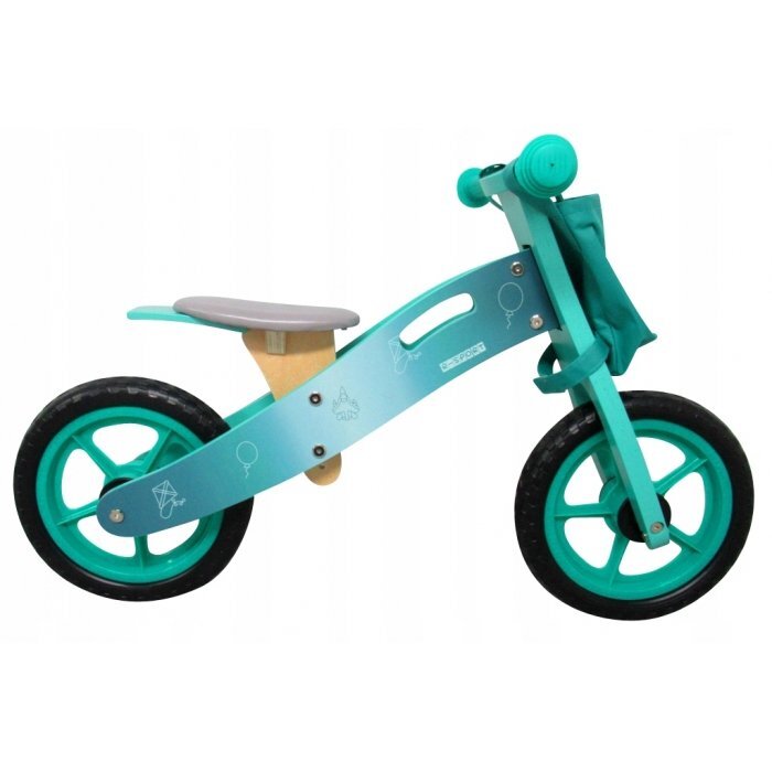 R-Sport Bicicleta copii fara pedale din lemn cu roti din spuma eva R10 turcoaz cu roti din spuma eva varsta 2-5 ani scaun reglabil geanta pentru obiecte mici sarcina maxima admisa 25 kg