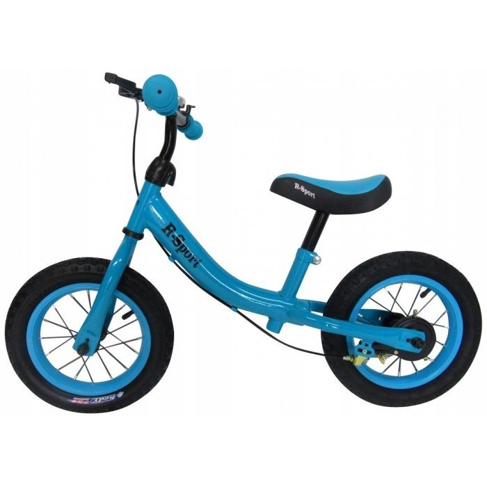 R-Sport Bicicleta copii fara pedale R3 albastru 11 inch scaun moale reglabil pe inaltime 37-43 cm roti gonflabile frana pe roata din fata cadru usor din otel pana la 35 kg varsta 3-5 ani