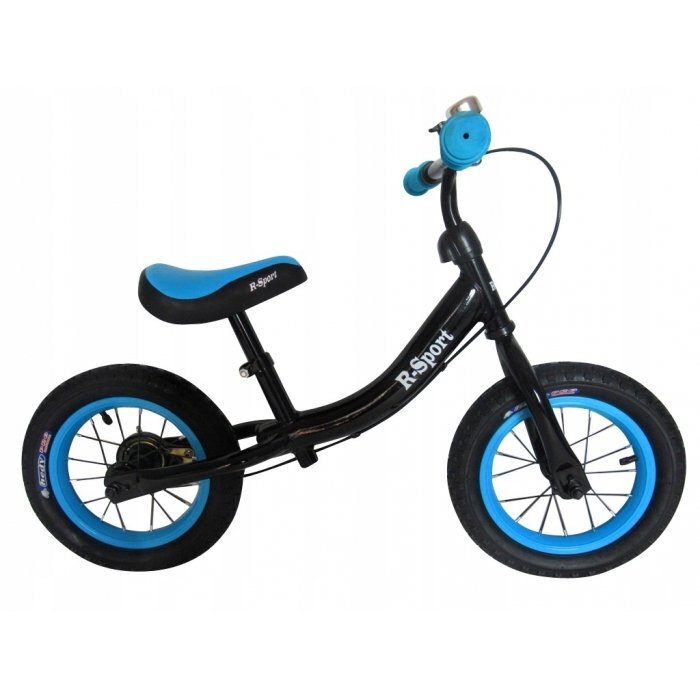 R-Sport Bicicleta copii fara pedale R3 albastru-negru 11 inch scaun moale reglabil pe inaltime 37-43 cm roti gonflabile frana pe roata din fata cadru usor din otel pana la 35 kg varsta 3-5 ani