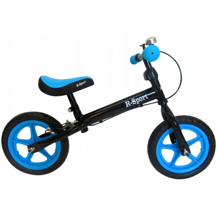 R-Sport Bicicleta copii fara pedale R4 albastru-negru 11 inch scaun moale reglabil pe inaltime 37-43 cm roti din spuma EVA frana pe roata din fata cadru usor din otel pana la 35 kg