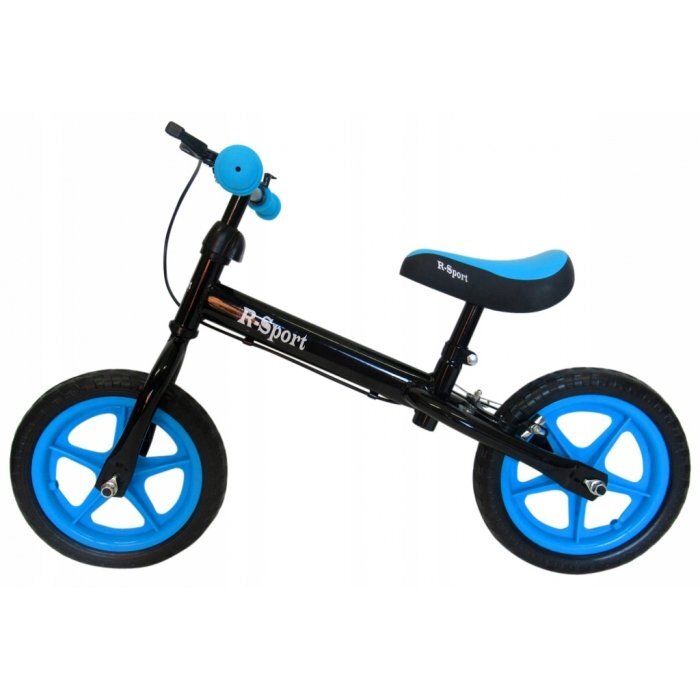 R-Sport Bicicleta copii fara pedale R4 albastru-negru 11 inch scaun moale reglabil pe inaltime 37-43 cm roti din spuma EVA frana pe roata din fata cadru usor din otel pana la 35 kg