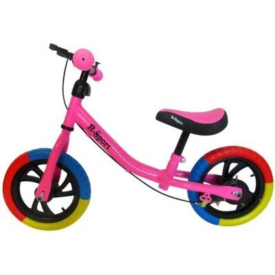 R-Sport Bicicleta copii fara pedale R6 roz 11 inch roti colorate din spuma EVA frana cadru usor din otel scaun si ghidon reglabile pe inaltime varsta 2-6 ani sarcina maxima pana la 35 kg