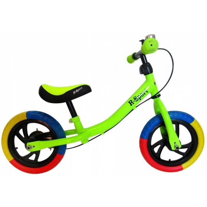 R-Sport Bicicleta copii fara pedale R6 verde 11 inch scaun moale reglabil pe inaltime 31-38 cm roti din spuma EVA frana pe roata din fata cadru usor din otel pana la 35 kg varsta 2-6 ani