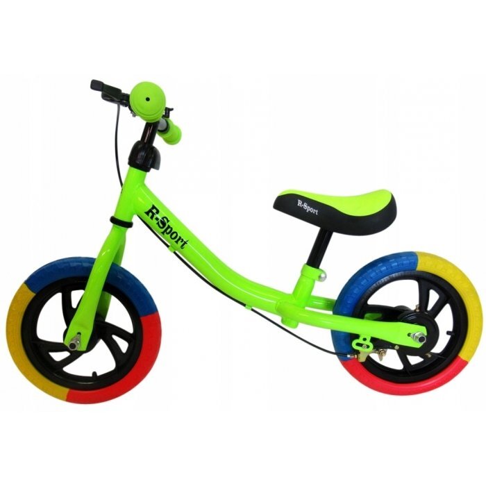 R-Sport Bicicleta copii fara pedale R6 verde 11 inch scaun moale reglabil pe inaltime 31-38 cm roti din spuma EVA frana pe roata din fata cadru usor din otel pana la 35 kg varsta 2-6 ani