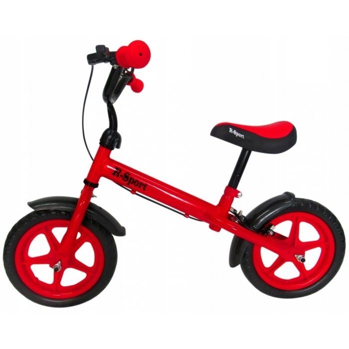 R-Sport Bicicleta copii fara pedale R9 rosu 11 inch scaun moale reglabil pe inaltime 38-45 cm roti din spuma EVA frana pe roata din fata cadru usor din otel pana la 35 kg varsta 3-6 ani