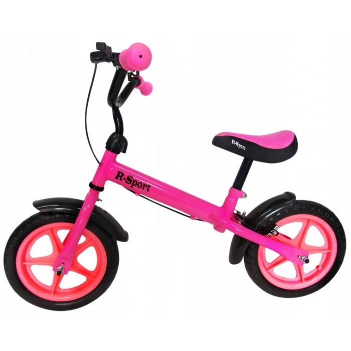 R-Sport Bicicleta copii fara pedale R9 roz 11 inch scaun moale reglabil pe inaltime 38-45 cm roti din spuma EVA frana pe roata din fata cadru usor din otel pana la 35 kg varsta 3-6 ani