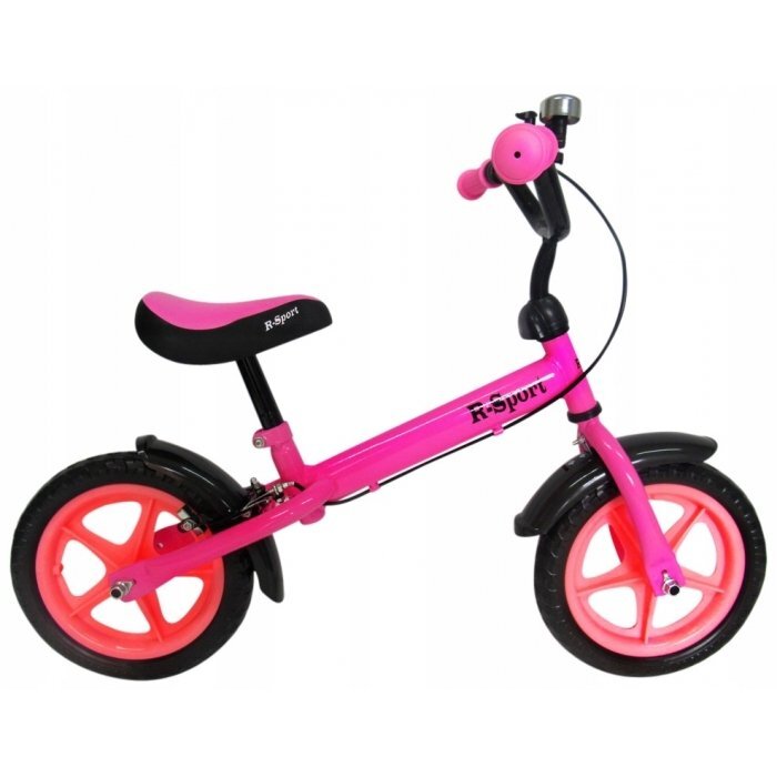 R-Sport Bicicleta copii fara pedale R9 roz 11 inch scaun moale reglabil pe inaltime 38-45 cm roti din spuma EVA frana pe roata din fata cadru usor din otel pana la 35 kg varsta 3-6 ani