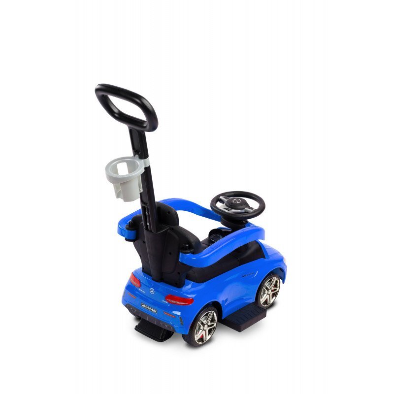 R-Sport Masinuta copii de impins Mercedes C63 amg albastru cu maner pentru controlul parental suport pentru picioare protectie impotriva rasturnarii volan cu melodii si claxon