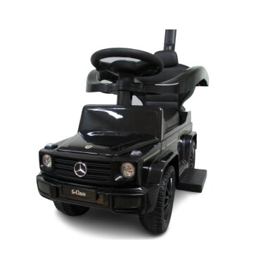 R-Sport Masinuta copii de impins Mercedes G350 Amg negru maner parental detasabil suport pentru picioare bara de protectie melodii si claxon greutate maxima admisa 25 kg