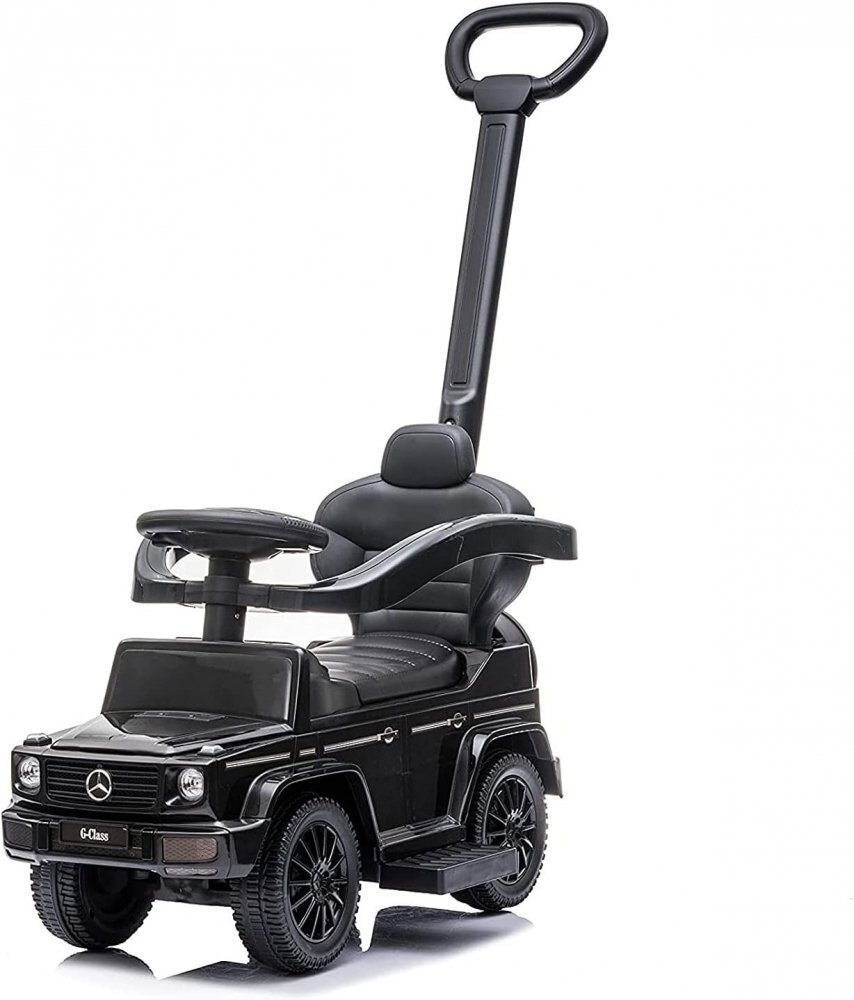 R-Sport Masinuta copii de impins Mercedes G350 Amg negru maner parental detasabil suport pentru picioare bara de protectie melodii si claxon greutate maxima admisa 25 kg