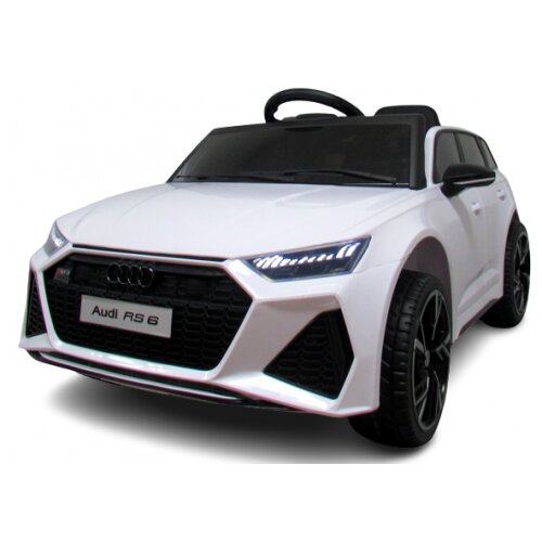 R-Sport Masinuta electrica pentru copii 70W cu telecomanda Audi RS6 alb roti Eva si scaun piele