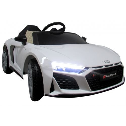 R-Sport Masinuta electrica pentru copii Audi R8 Sport Alb 70W cu telecomanda roti Eva lumini muzica si suspensii