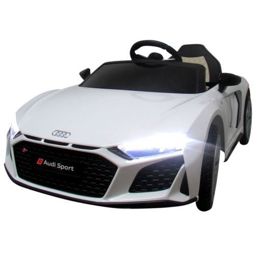 R-Sport Masinuta electrica pentru copii Audi R8 Sport Alb 70W cu telecomanda roti Eva lumini muzica si suspensii